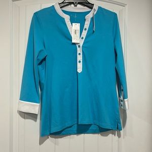 Poplin Combo Henley Tunic ELI. Sz Small .